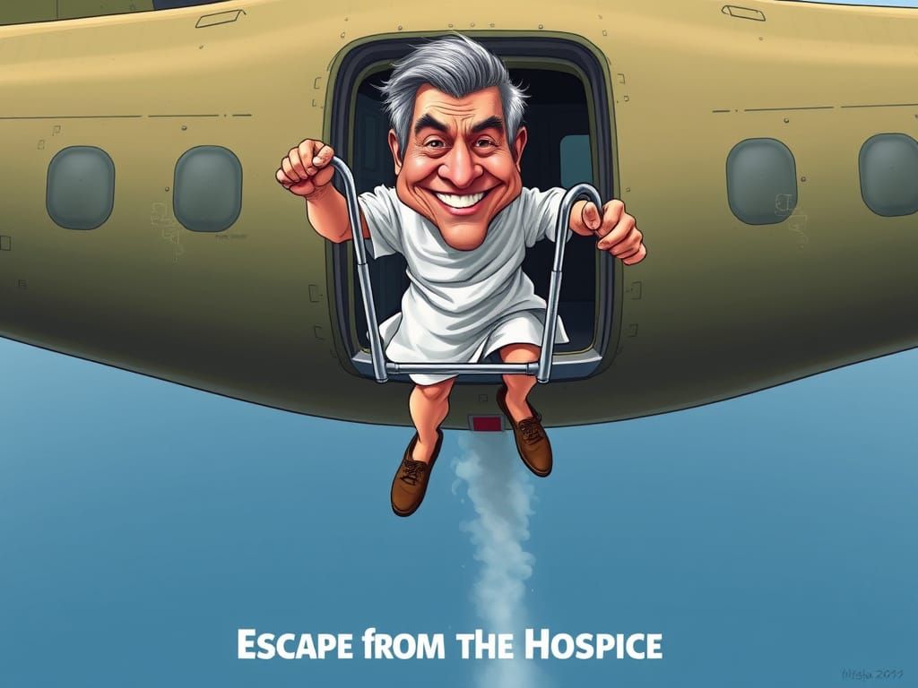 Elderly Man Leaps from Plane with Walking Frame