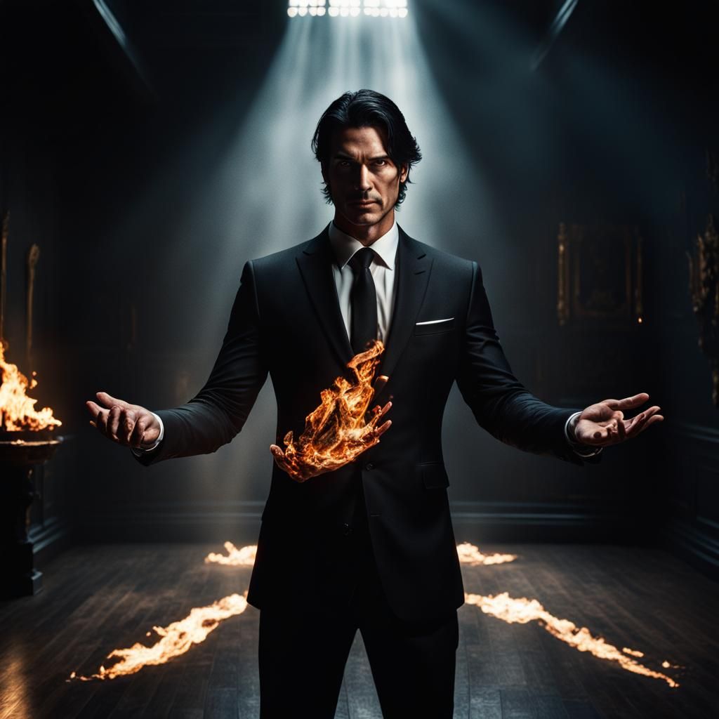 Magic Flame in a Dark Room: Hyperrealistic Image