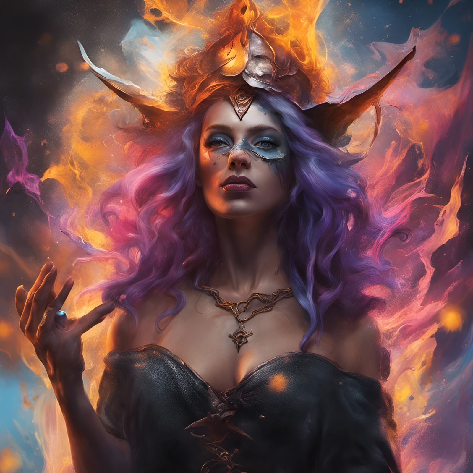 Hyperrealistic Witchcraft Portrait in Splash Art Style