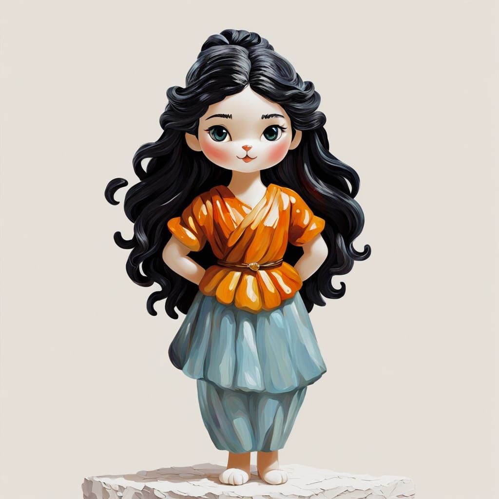 Mediterranean Goddess in Elegant Impasto Pose