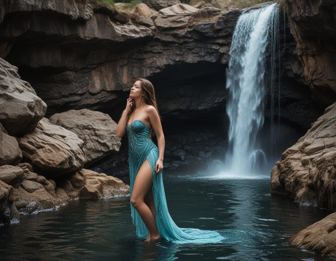 Mystical Mermaid in a Cascade