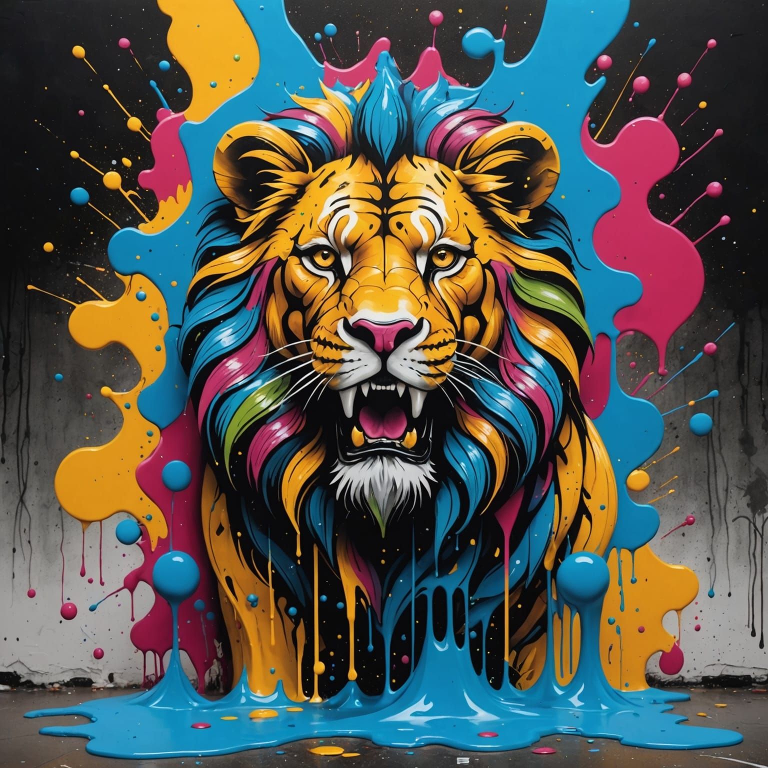Lion Among Stars: Graffiti Art Galaxy