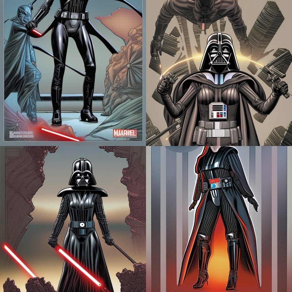 Female Darth Vader in Comic Book Art Style