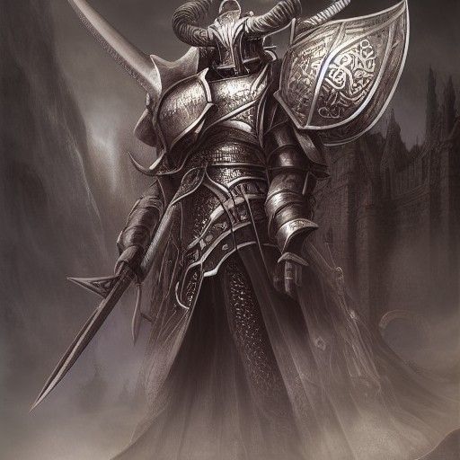 Horned Knight in Fantasy Art Style