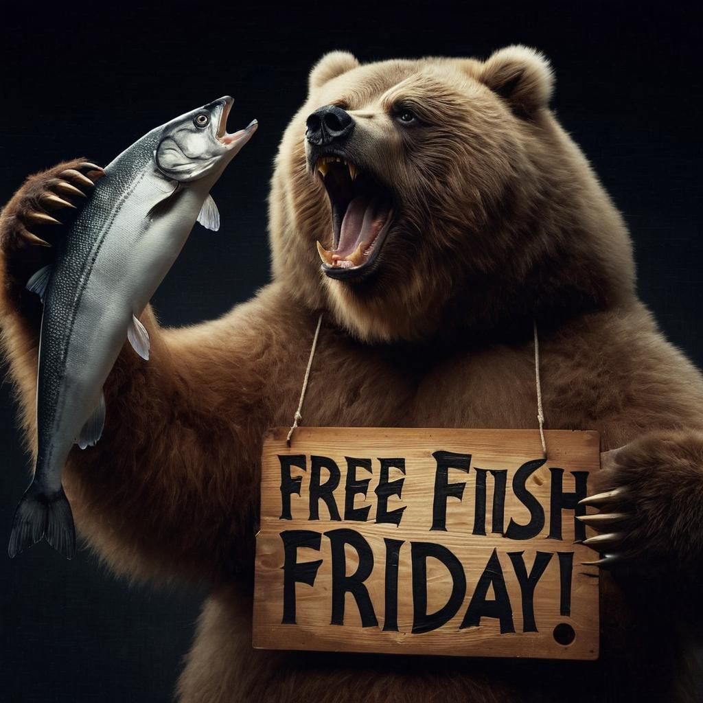 Enthusiastic Kodiak Bear Reaching for Fish in Darkness