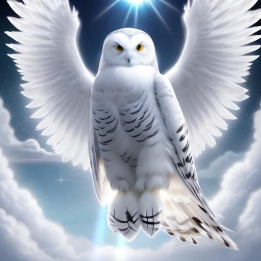Snowy Owl Psychedelic Optical Illusion in Cosmic Style