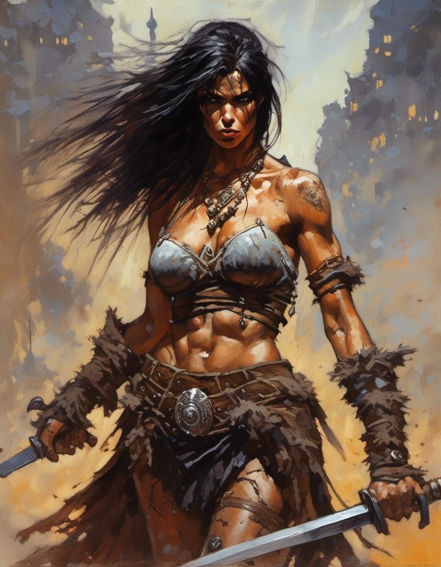 Alluring Barbarian Warrior Woman in Comic Book Art
