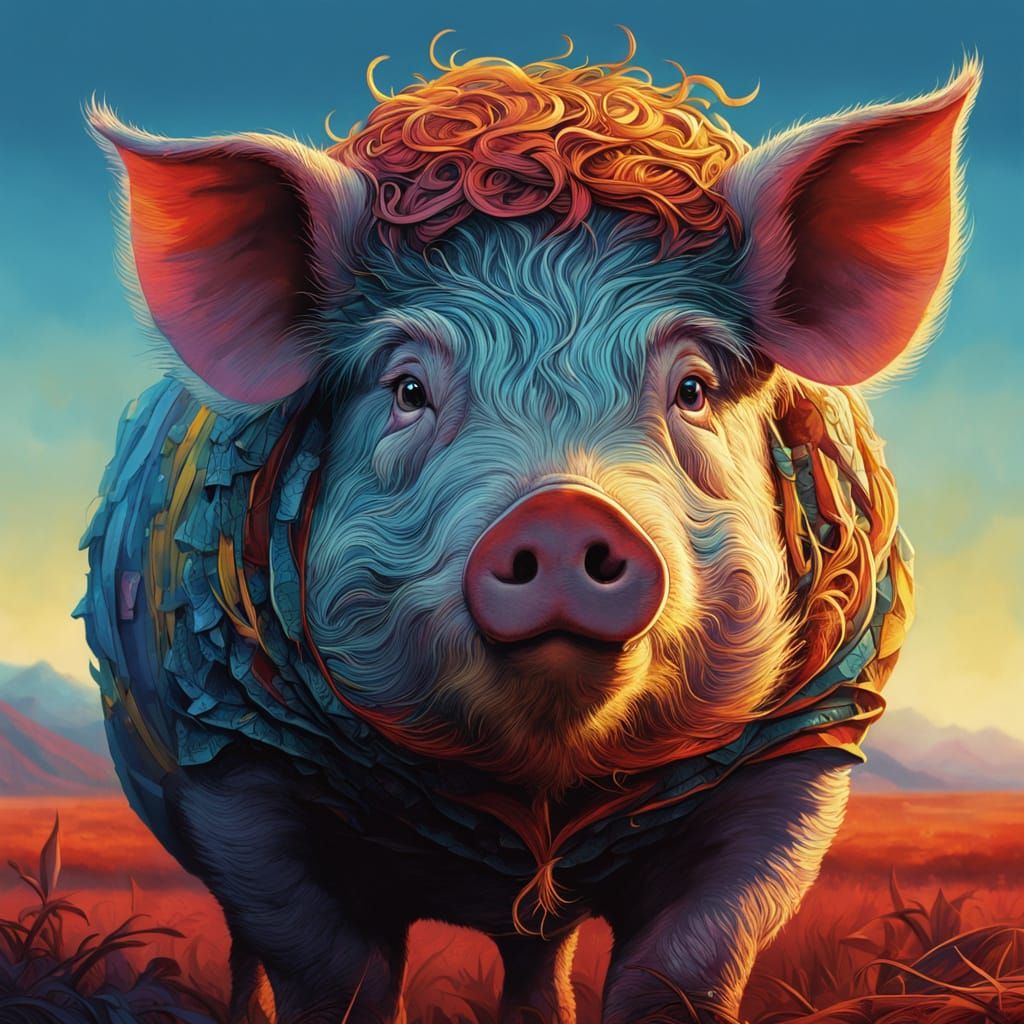 Vibrant Pig in Triadic Colors
