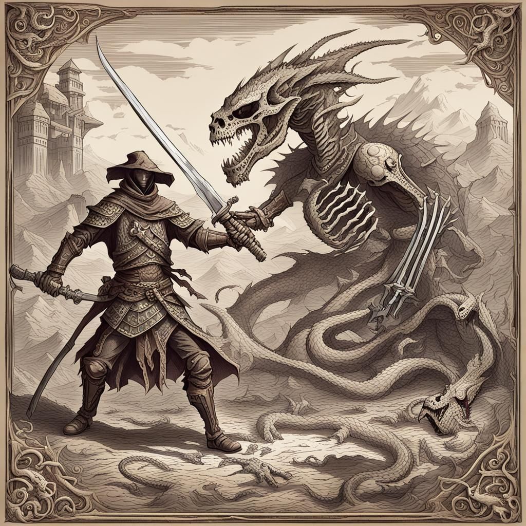 Fiery Skeleton Assassin Dragon Fight