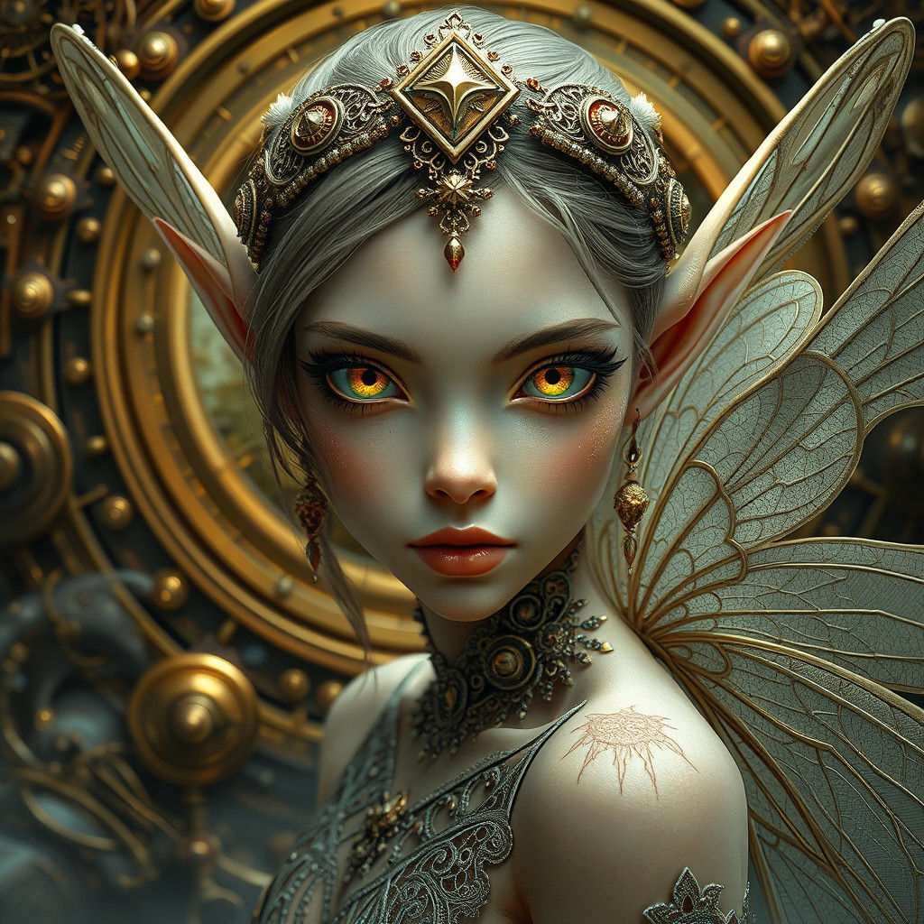 Steampunk Fairy Elf Portrait in 8k Resolution