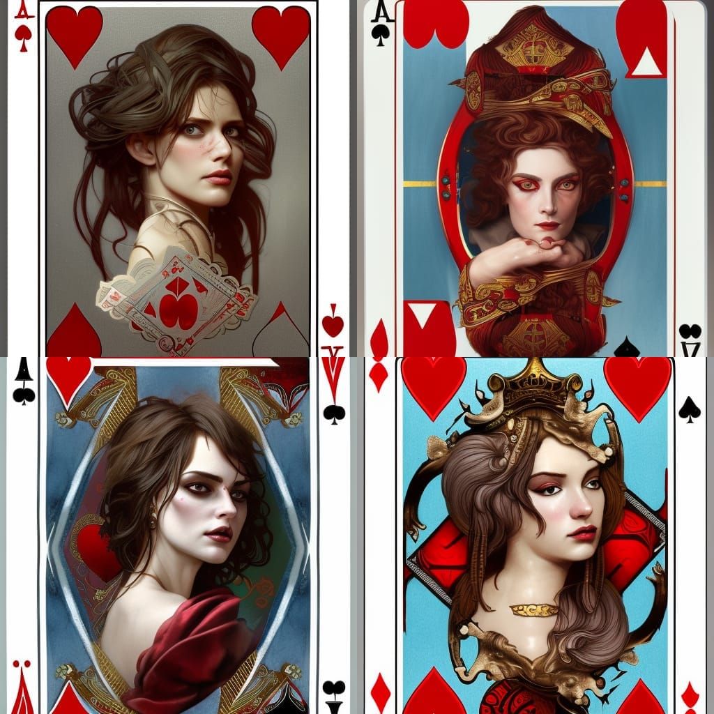 Playing Card People: Ace and Queen in Detailed Portrait