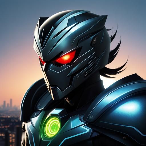 Kamen Rider Portrait in Manga-Inspired Digital Art