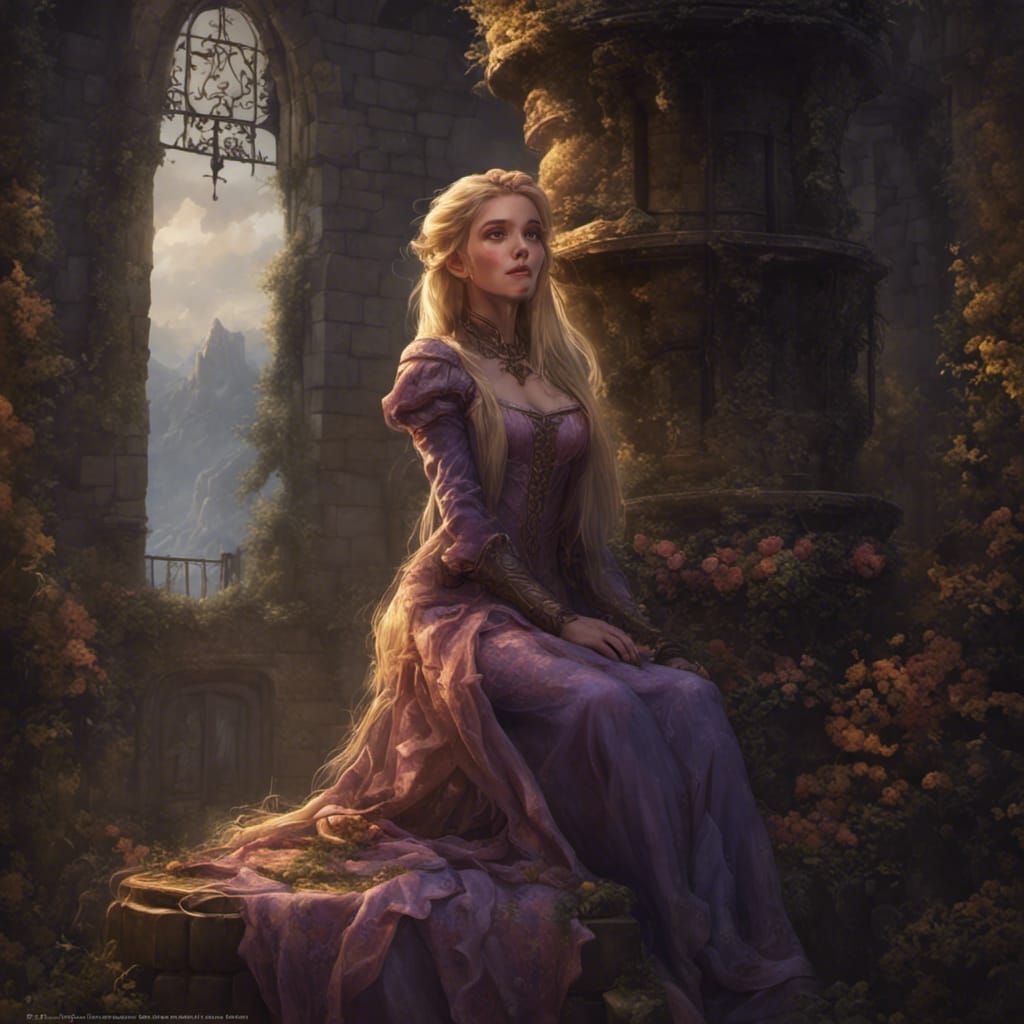 Rapunzel's Tragic Fall: Dark Fantasy Masterpiece
