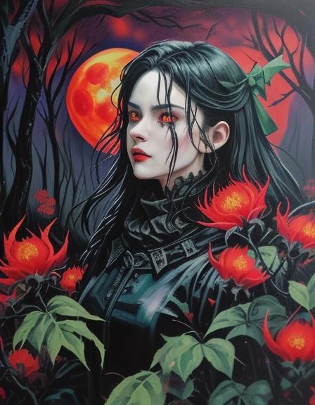 Evil Demon Wolf in Dark Fantasy Forest