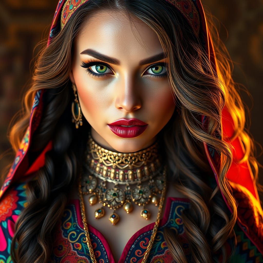 Hyperrealistic Moroccan Caftan Beauty in Vibrant Colors and ...