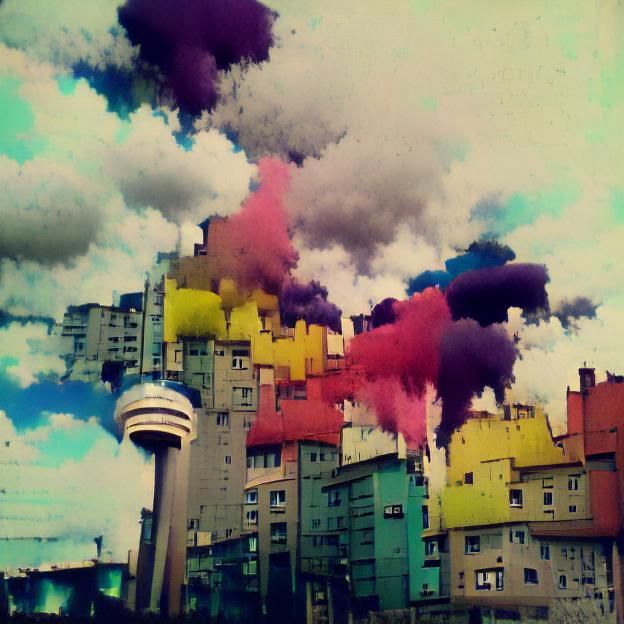 Colorful Abstract Cityscape AI Art