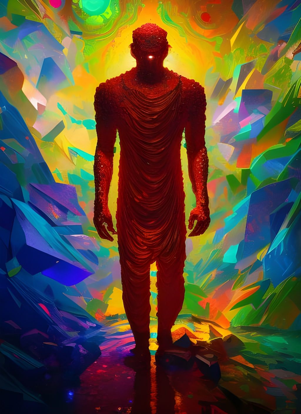 Ruby Man: Hyperdetailed Masterpiece in Volumetric Lighting