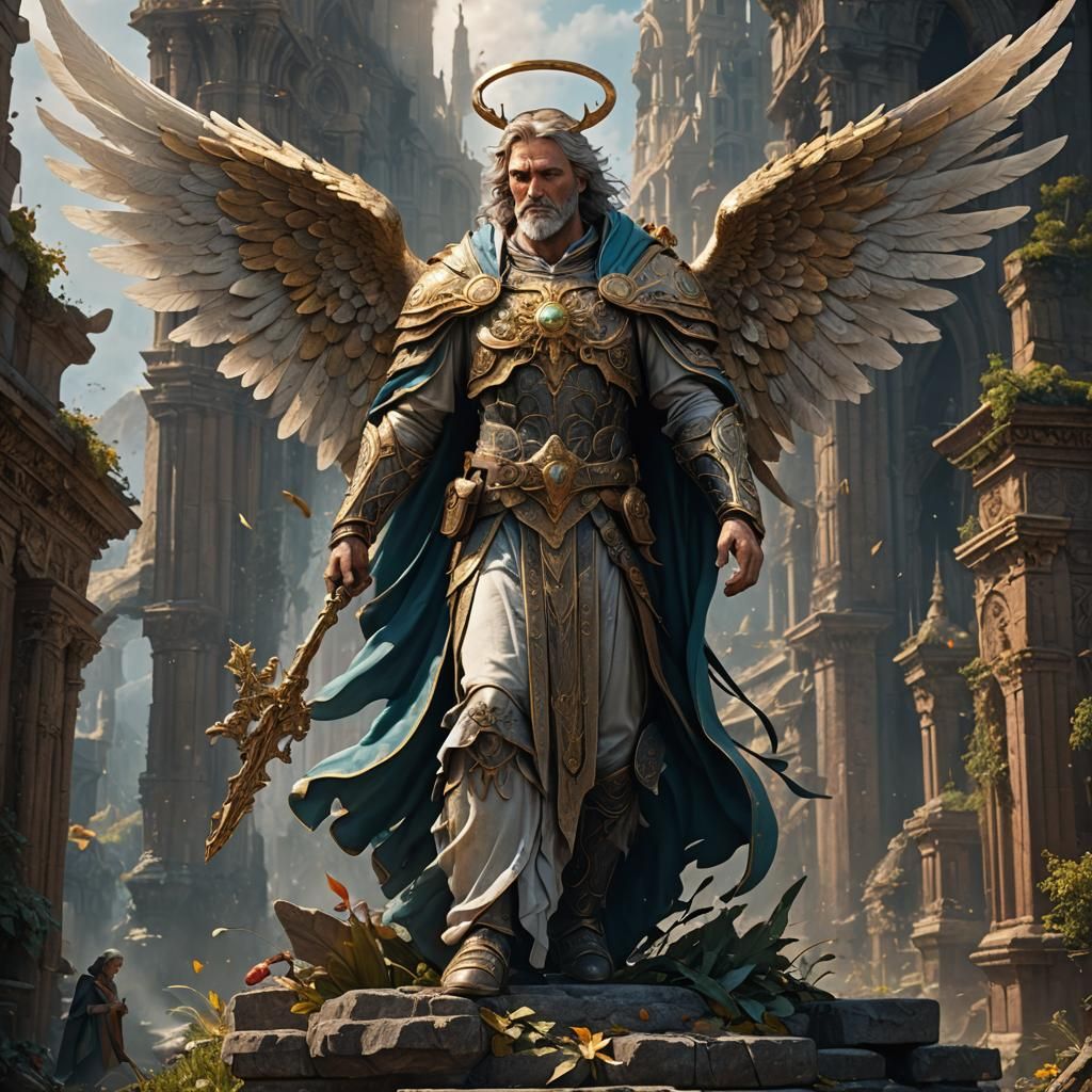 Detailed Angelic Father Figure in Fantasy Art