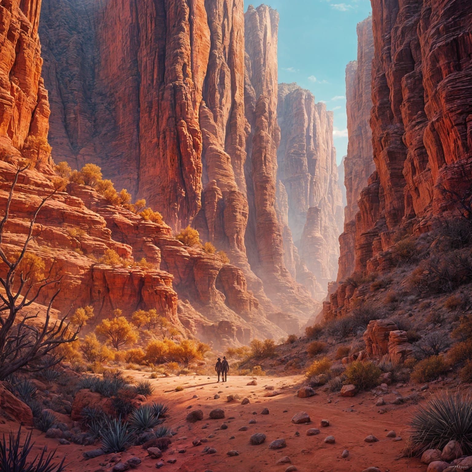Vibrant Neon Desert Canyon Landscape