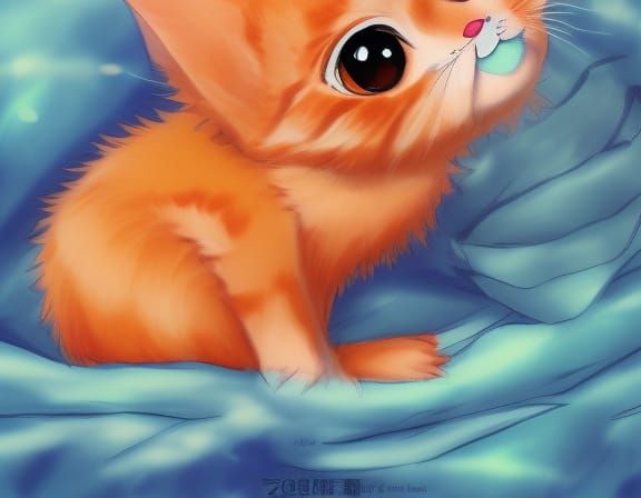 fat orange kitten by artist "anime", Anime Key Visual, Japan...