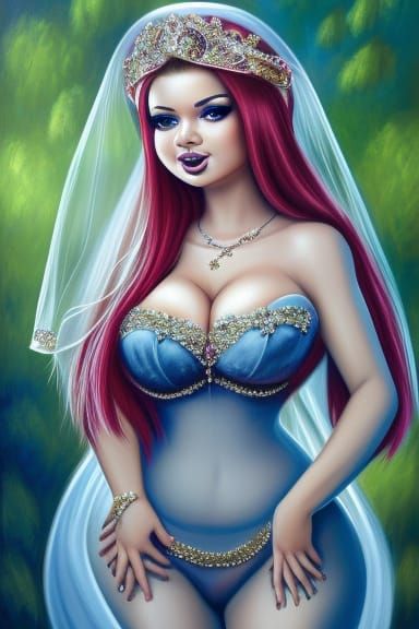Fantasy Art Blonde Bride in Sakimichan Style