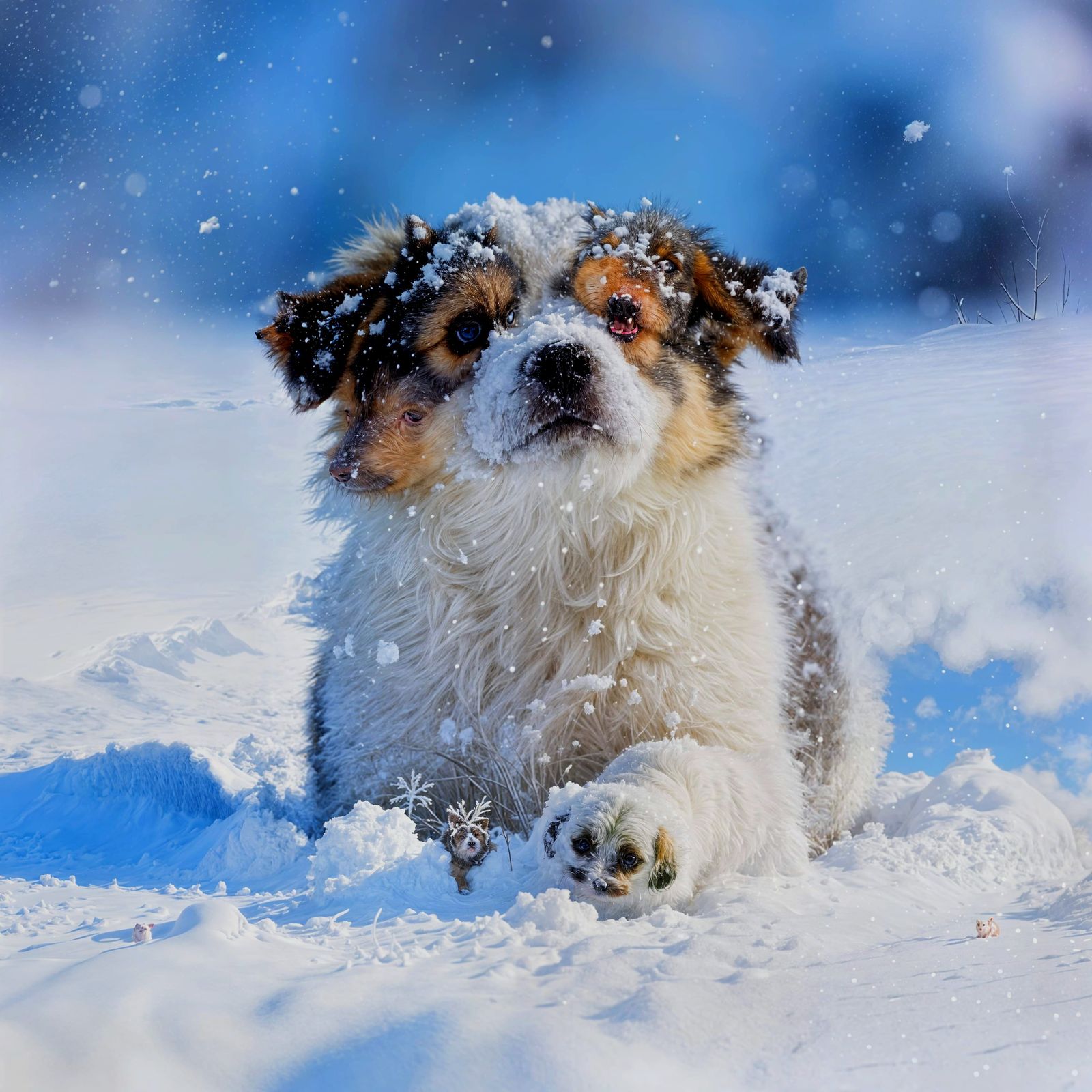 Small Dog In Thick Snow