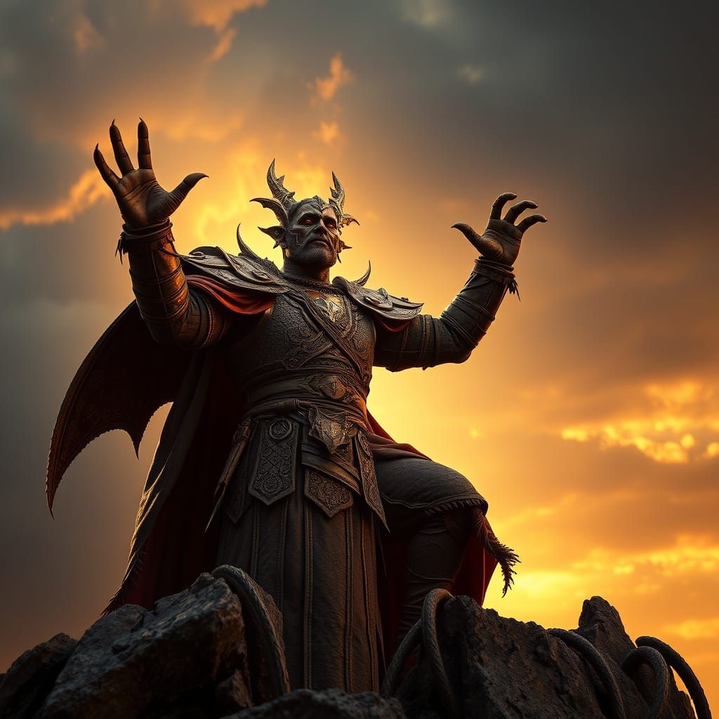 Draconic Cleric Prays for Destruction in Epic Fantasy Landsc...