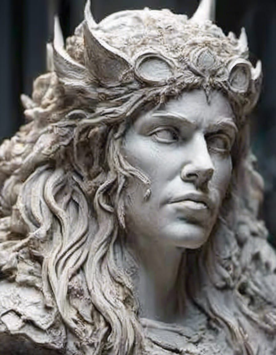 Photorealistic Stone Bust Sculpture in Gallery