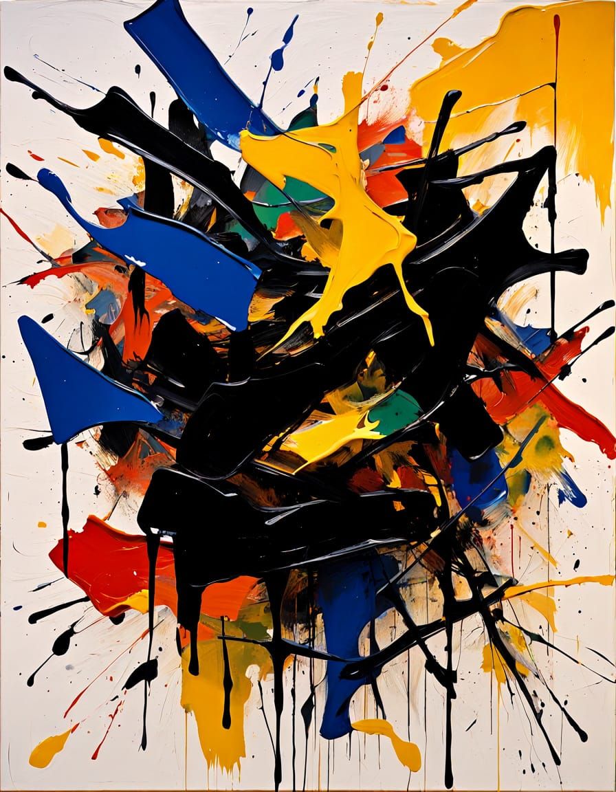 Vibrant Abstract Animal Form in Pollock-Inspired Art