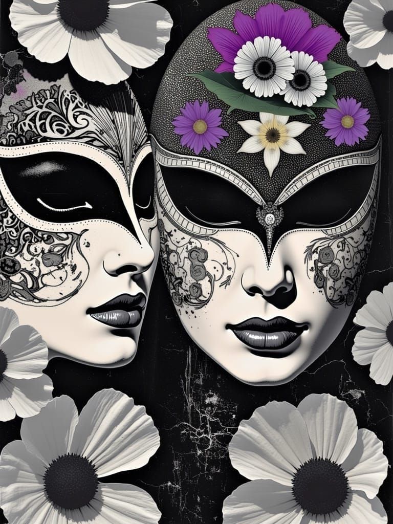 Vibrant Dia de los Muertos Carnival Masks in Bohemian Style