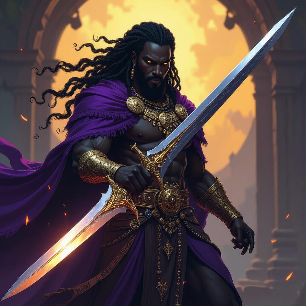 Black Messiah with Sword in Dark Fantasy Art Style