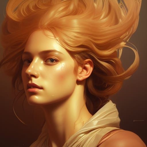 Artemis Portrait in Art Nouveau Digital Art Style