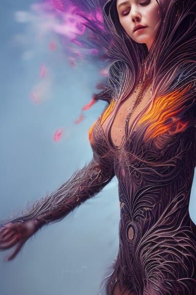 Woman in Living Cloak, Digital Illustration