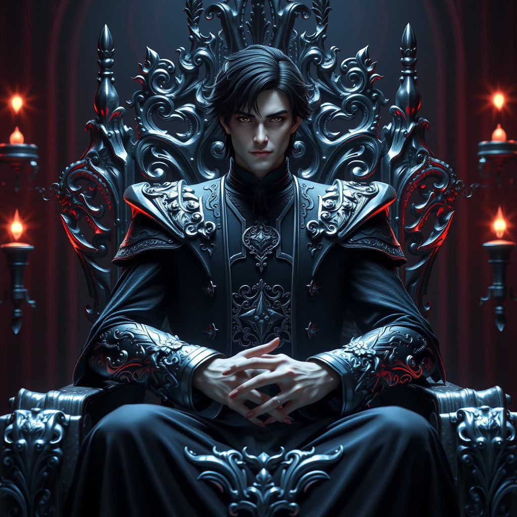 Highlord Rhysand on Silver Throne: 3D Anime Art