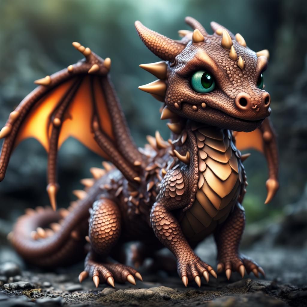 Cute Chibi Dragon in Hyperrealistic Style