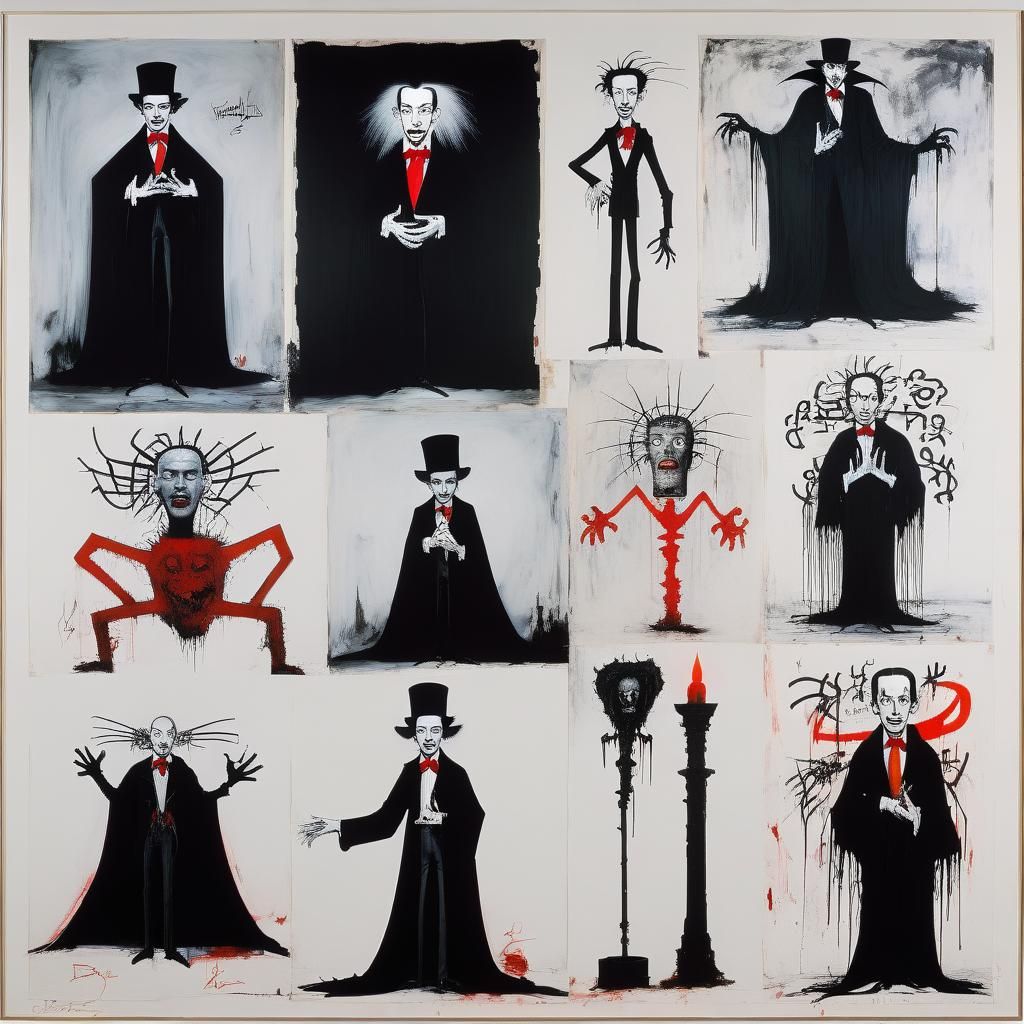 Dracula Portrait in Basquiat-Dali-Haring Style