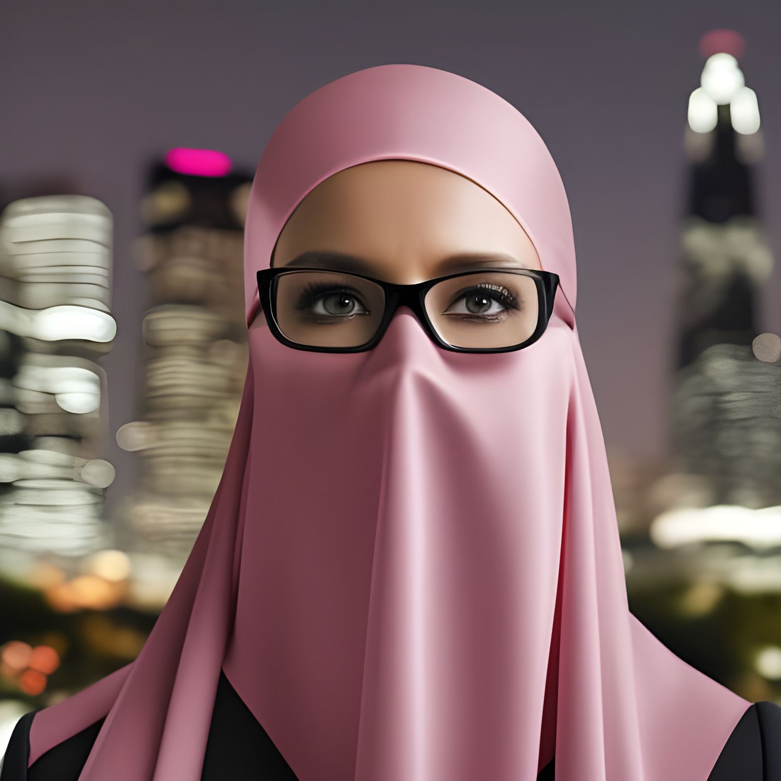 German Woman in Pink Niqab Portrait
