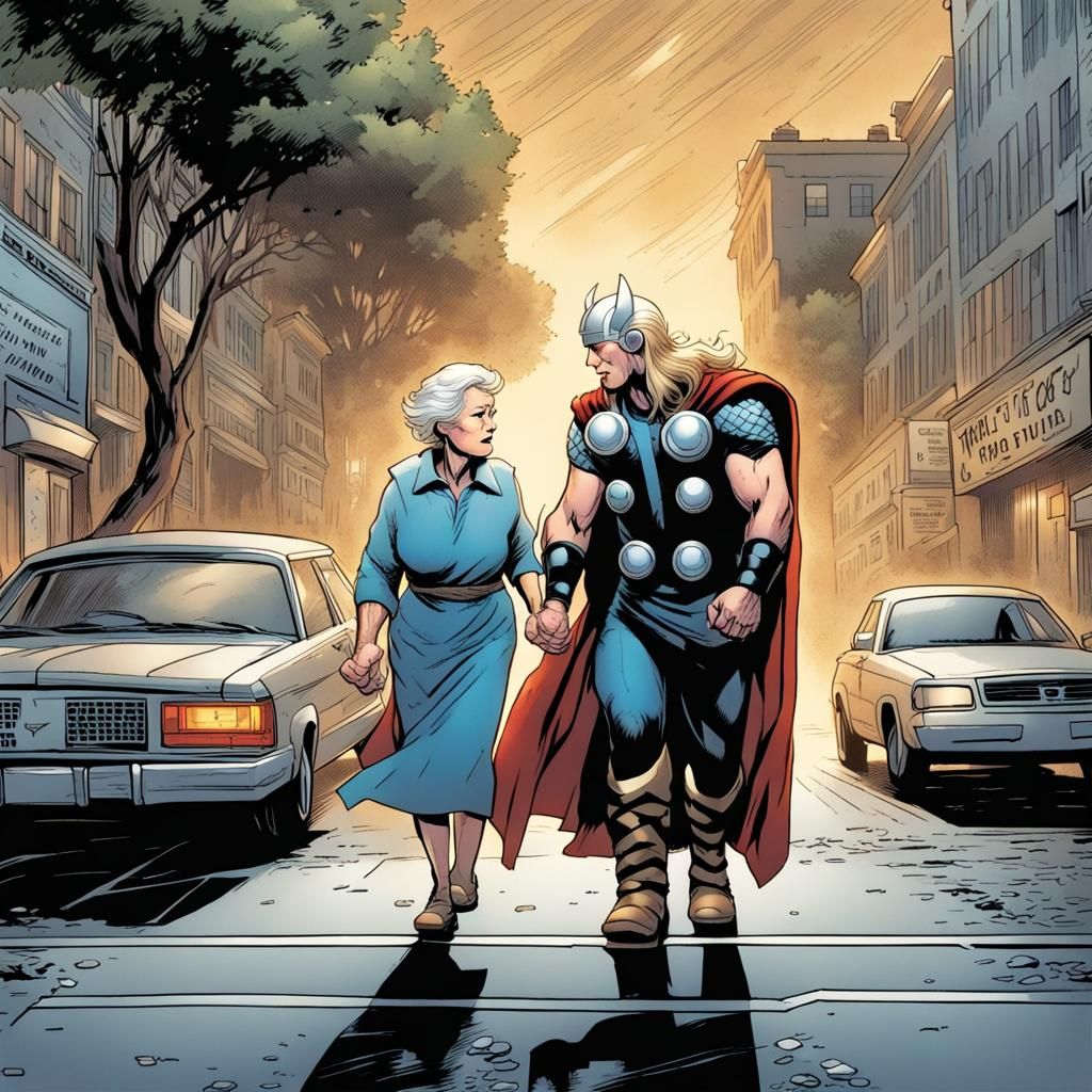 Thor's Kindness: A Comic Book Scene