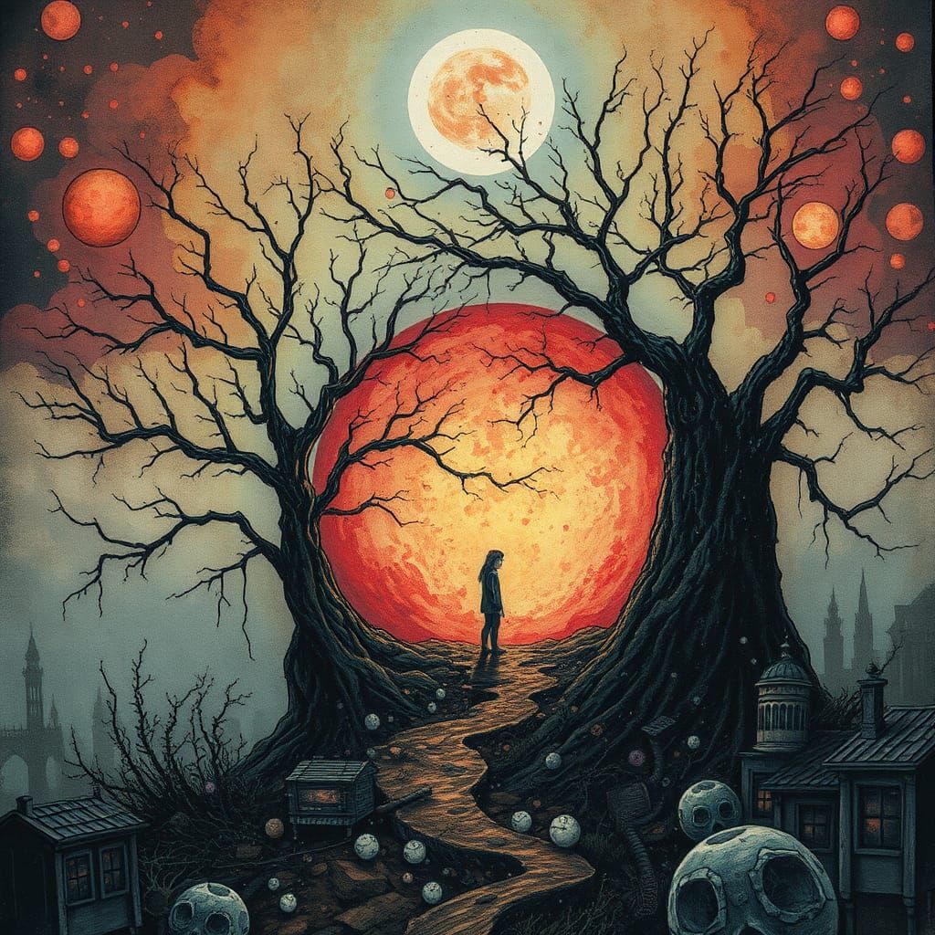 Dreamscape Void in Surreal Alcohol Ink Style