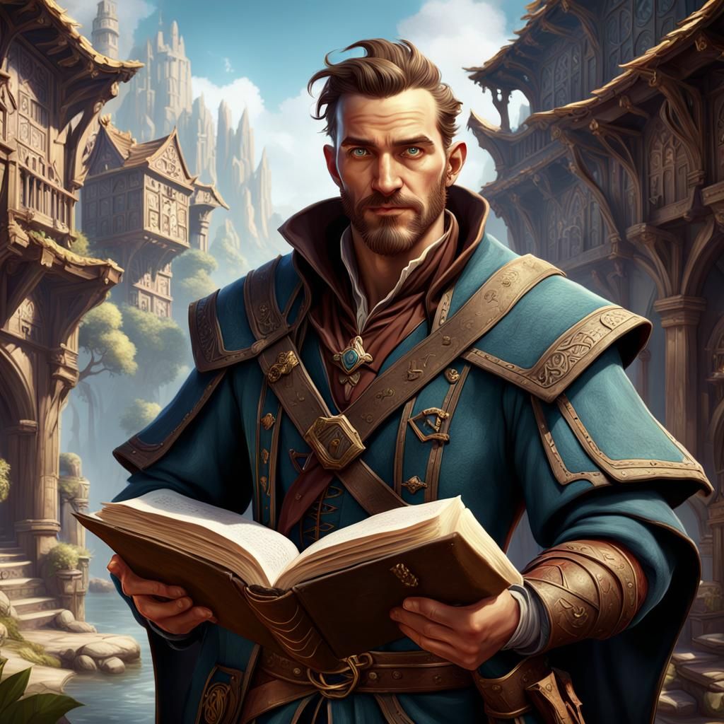 Noble Bard Storyteller in Detailed Matte Painting