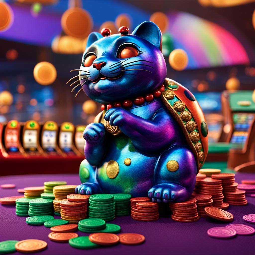 Lucky Charms on Casino Table in Hyperrealistic Style