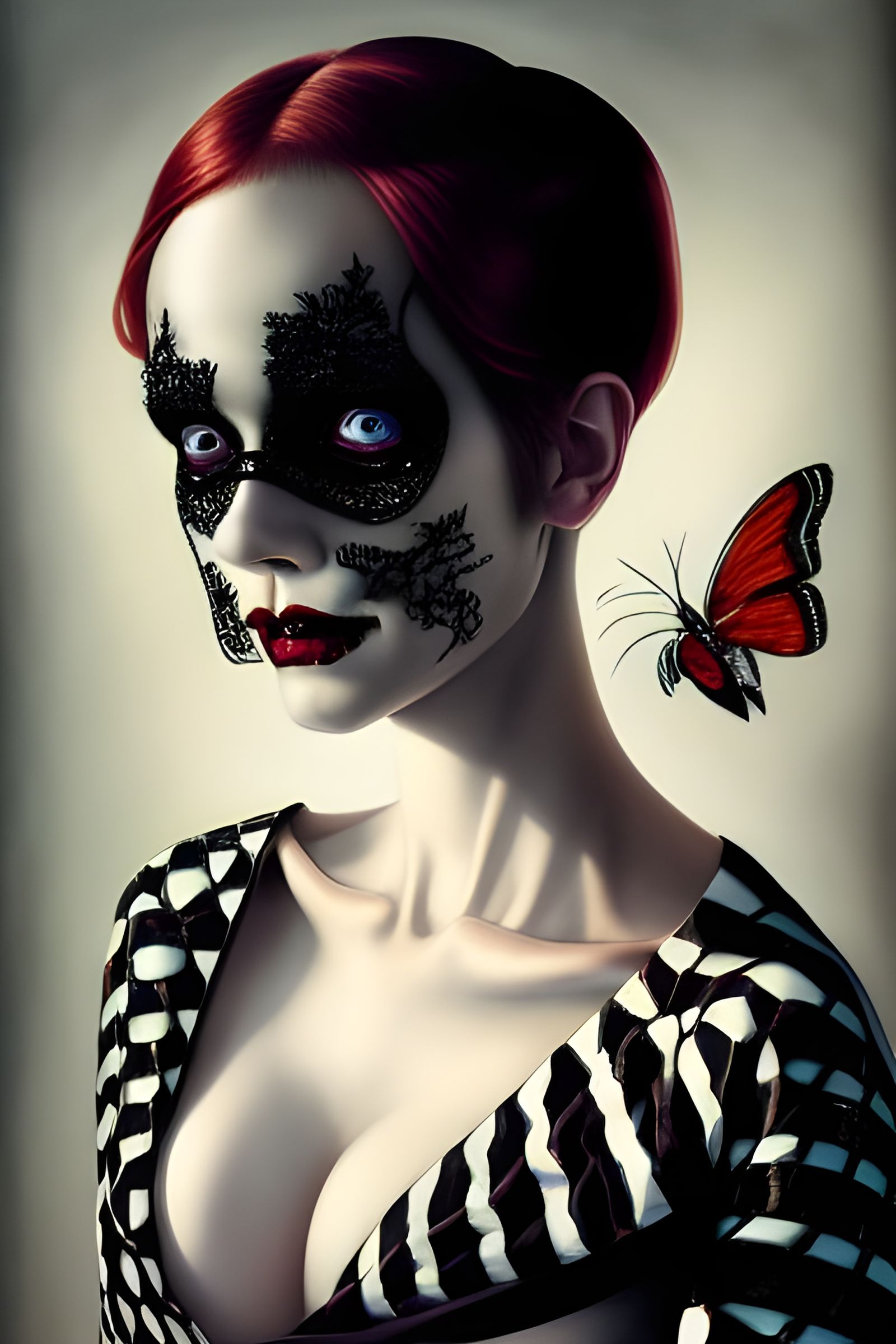 Sensual Gothic Harlequin Portrait in Cinematic Style