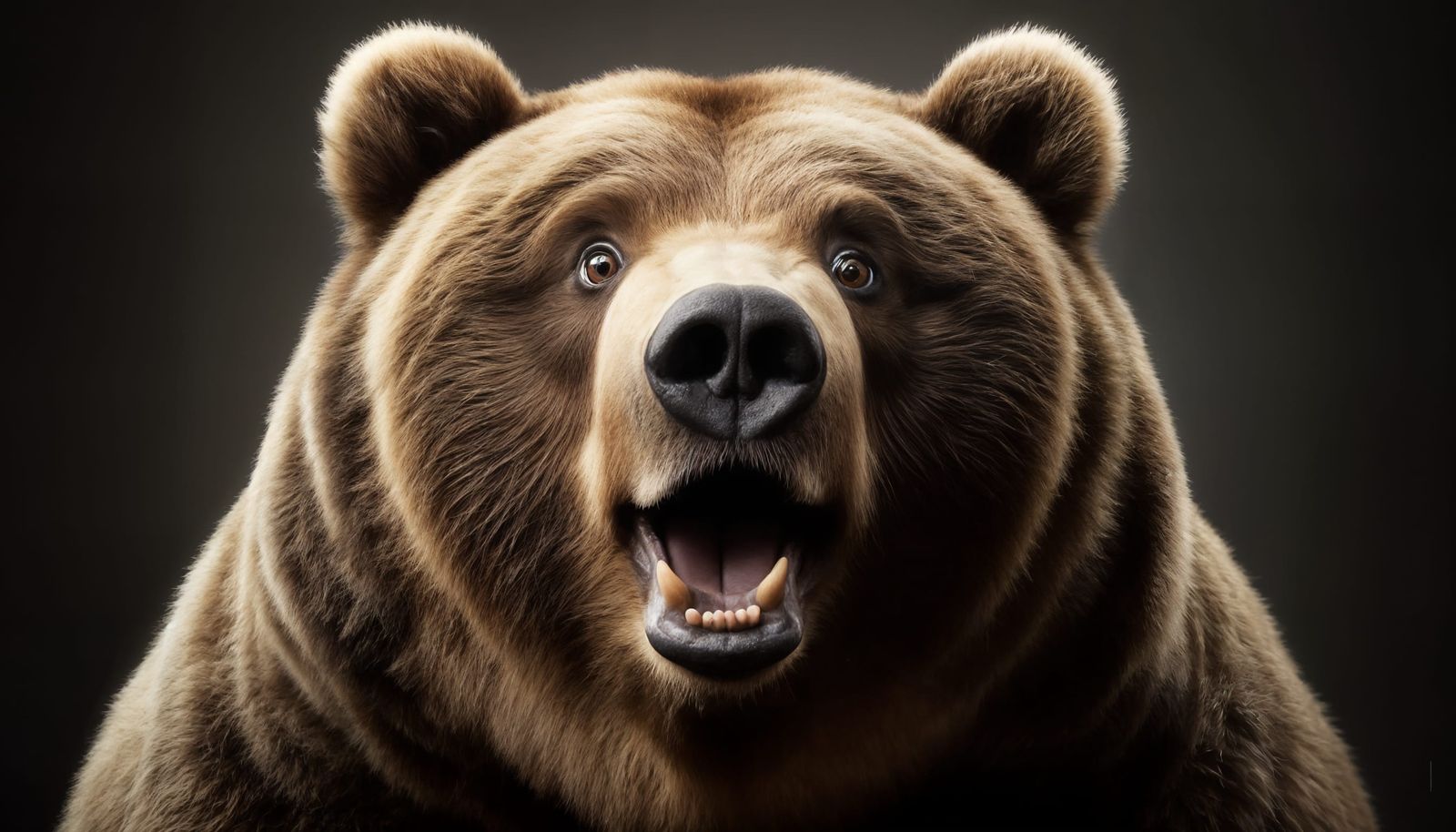 Surprised Obese Kodiak Bear Portrait in Studio