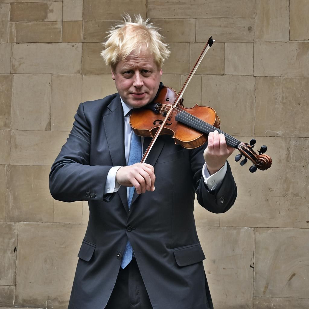 Blond Man Plays Violin in Digital Art