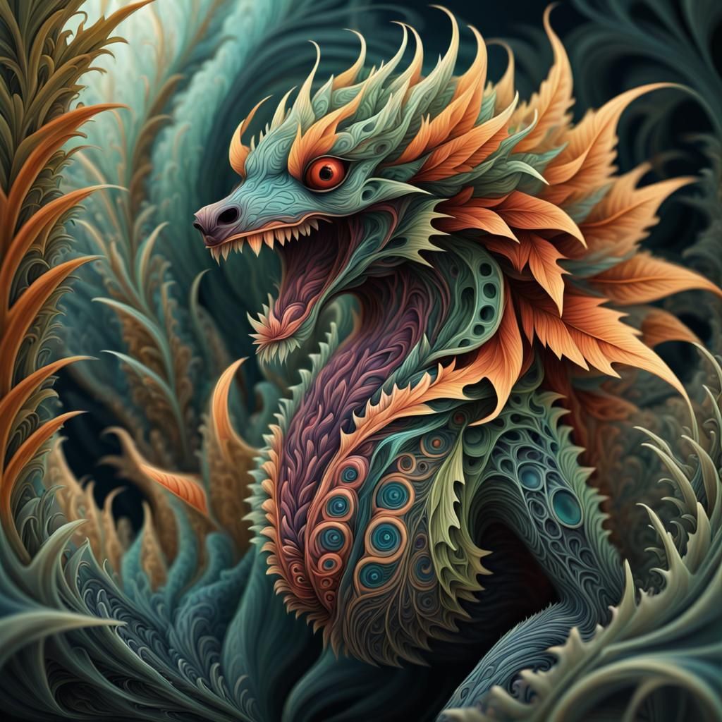 Deadly Cute Flower Dragon in Abstract Vector Art