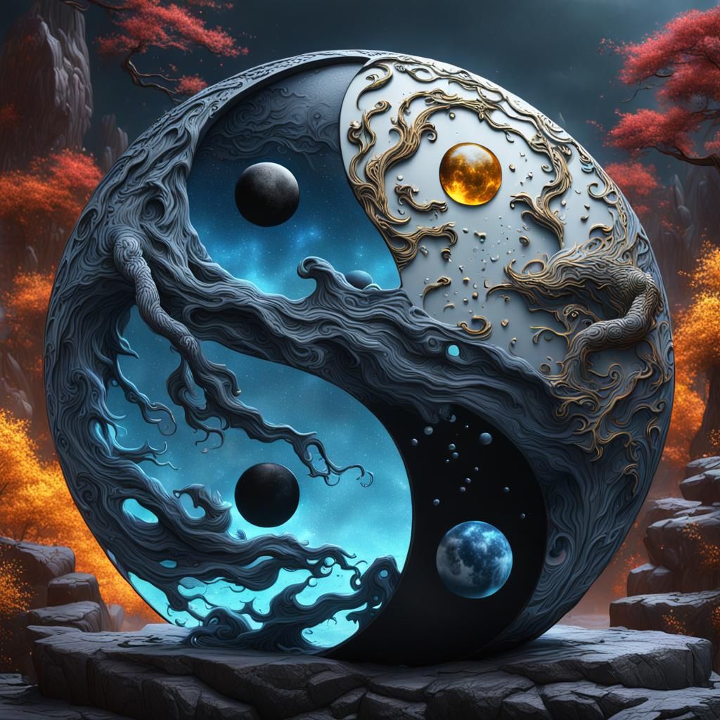 Detailed Yin Yang Fantasy Concept Art