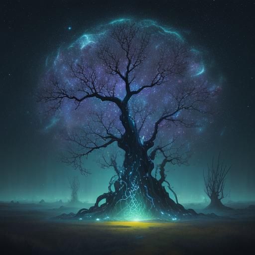 Celestial Tree of Life in Cosmic Expanse