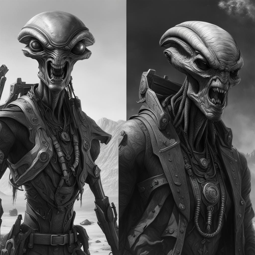Alien in the Old West: Black and White Portrait