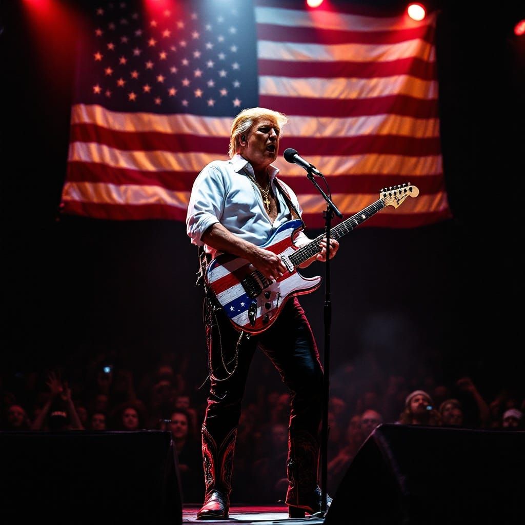 Rockstar President Trump Shreds with a Fender Stratocaster i...