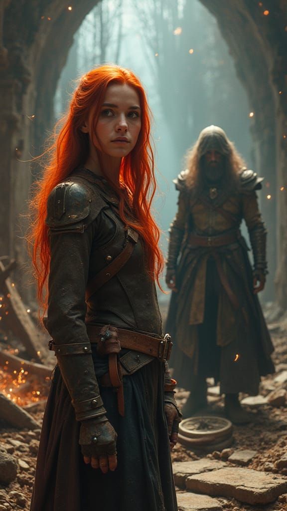 Mages in Post-Apocalyptic Ruins with Cinematic Lighting